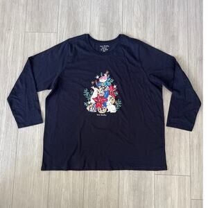 Vera Bradley Womens Casual Winter‎ Graphic Forest Animal Long Sleeve Top 2XL